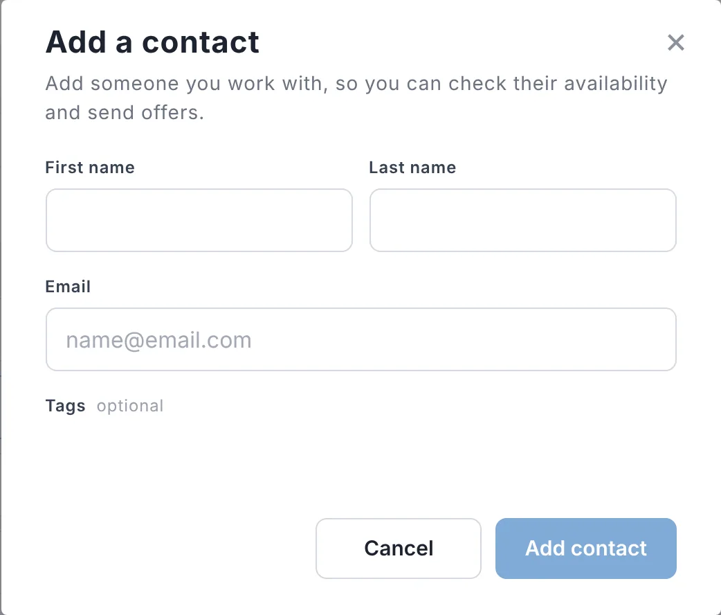 The Add a contact form