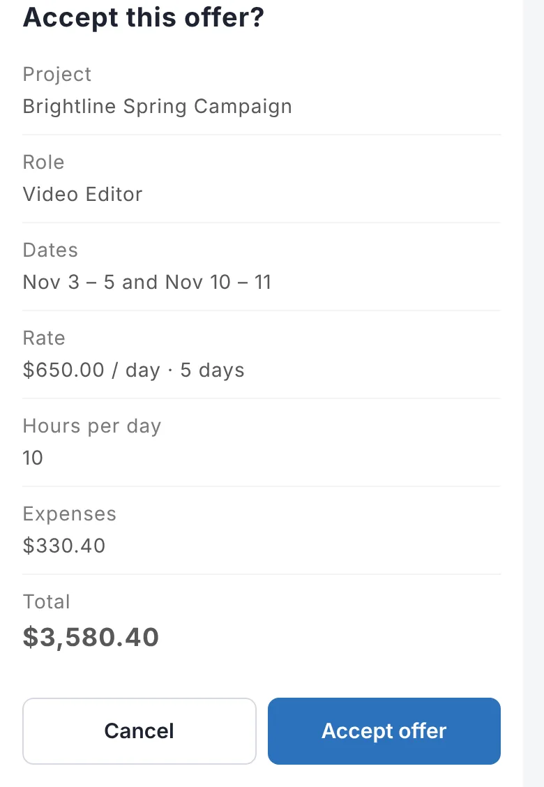 Accepting an offer